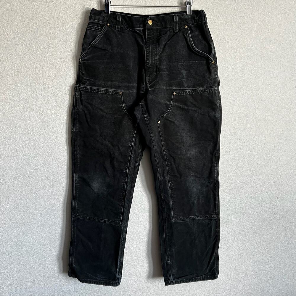 Carhartt B01 BLK faded black double knee work wear carpenter pants